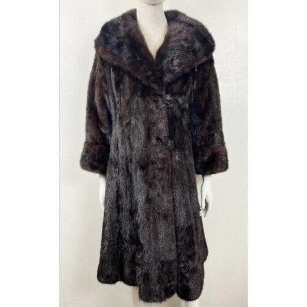 BIRGER CHRISTENSEN MINK MIDI SWING COAT M/L - Picture 1 of 16